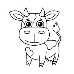 Farm animal for children coloring book. Funny vector cow in a cartoon style