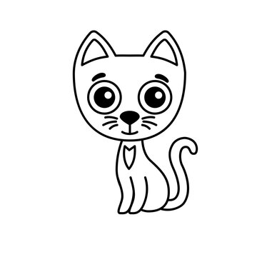 Farm animal for children coloring book. Funny vector cat in a cartoon style