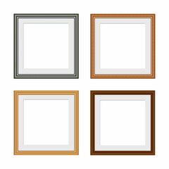 Realistic square photo frames for paintings or photographs vector illustration.