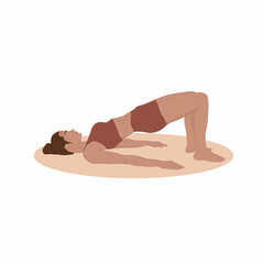 pilatas pose. girl doing yoga, fitness, pilatas