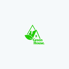 green house vector logo illustration perfect good for nature logo buildings flat color style with and green.