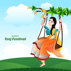 Happy hariyali teej indian festival card background