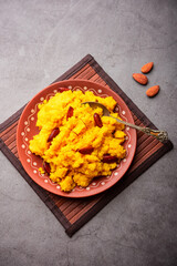 Badam Halwa or sheera also known as Almond Halwa is a traditional Indian sweet dish prepared blending milk and almonds