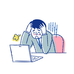 頭を抱えて落ち込んでいるビジネスマン