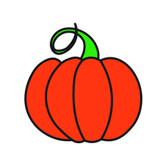 Orange pumpkin vector illustration. Autumn halloween pumpkin, vegetable graphic icon.