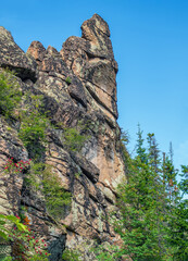 High forest rocks for advanced hiking and alpinism.