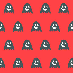 Cute poltergeist ghost boo red seamless pattern - obrazy, fototapety, plakaty