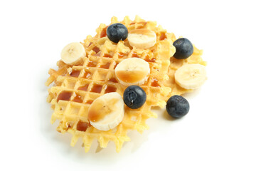 Concept of tasty food with wafers, isolated on white background