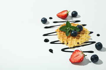 Concept of tasty food with wafers, space for text