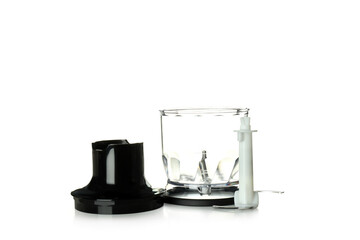 Concept of cooking accessories with blender, isolated on white background