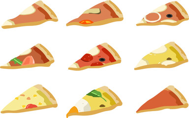 ピザ　カット部分　セット　アイソメ図