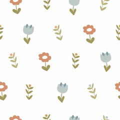 vector illustration with colorful plants, pattern. for fabric, packaging, textile, wallpaper, apparel.