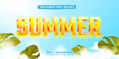 Summer text effect. Summer tropical style editable text effect premium vector