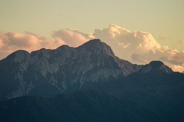 A panoramic view on the Alps.