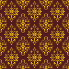saemless pattern floral golden damask wallpaper.
