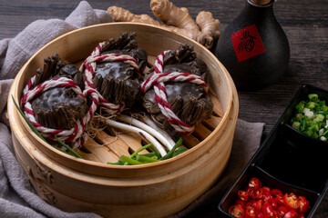 Steamed hairy crab, a traditional Chinese cuisine