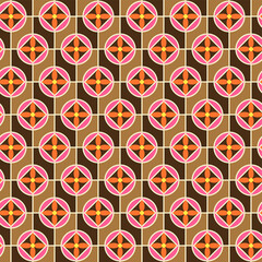 Retro geometrical flower with grid styled pattern design.