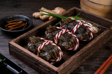 Steamed hairy crab, a traditional Chinese cuisine