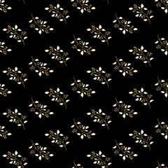Organic twig plant seamless pattern gold glitter for scrapbook design