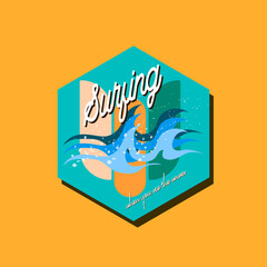 surfing vector badge  logo design