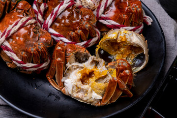 Steamed hairy crab, a traditional Chinese cuisine