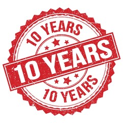 10 YEARS text on red round stamp sign
