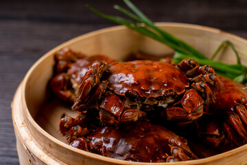 Steamed hairy crab, a traditional Chinese cuisine