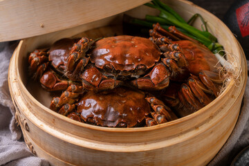 Steamed hairy crab, a traditional Chinese cuisine
