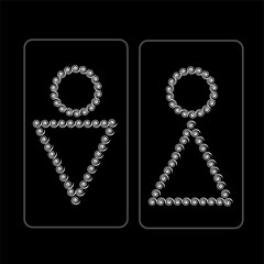 
Icons for the designation of men's and women's toilet icons. Made with small spirals