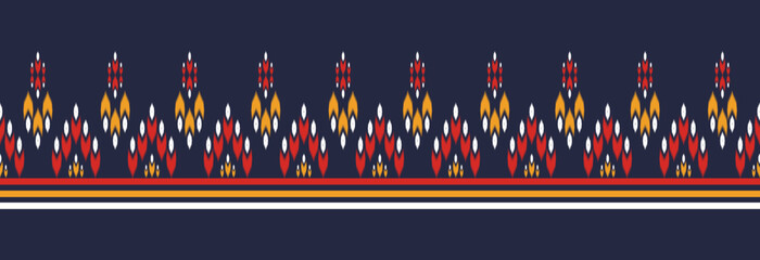 Border ethnic ikat pattern art. folk embroidery, and Mexican style. Aztec geometric ornament print. Design for background, illustration, fabric, clothing, textile, print, batik.