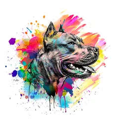 Sierkussen abstract colored dog muzzle isolated on colorful background © reznik_val