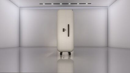 cream fashion luggage mockup 3d illustration