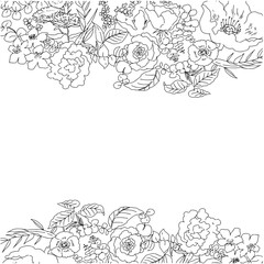 Obraz premium お洒落なお花達の背景フレーム