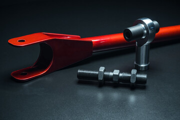 suspension levers custom for sports cars red in powder paint