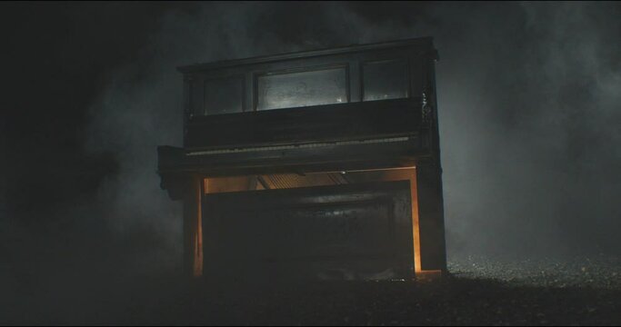 Piano with lots of Fog in Slow Motion