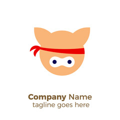 ninja cat professional simple vector logo design template