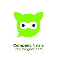 ninja cat chat professional simple vector logo design template