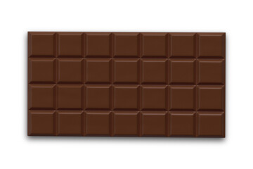 Milk chocolate mockup with packaging isolated on white background from top view. 3d rendering.