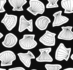 Seashell pattern, vector marine background, decorative template for wallpapers, textile, crafts, web pages background