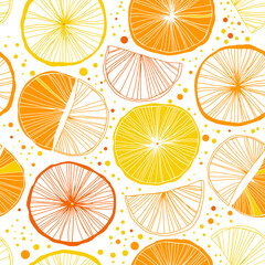 Decorative shinny pattern in scandinavian style. Vector texture with cute oranges. Floral drawn background for wallpapers, textile, wrapping papers