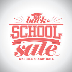 Back to school sale, vector lettering poster or web banner