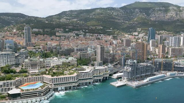 Aerial view of Principality of Monaco, a sovereign city-state on French Riviera
