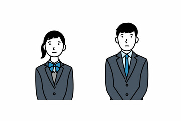 男子学生と女子学生（上半身）