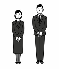 喪服の男女