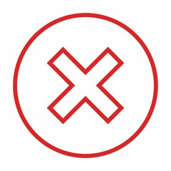 Wrong marks, Cross marks, Rejected, Disapproved, No, False, Not Ok, Wrong Choices, Task Completion, Voting. - vector mark symbols in red. Isolated icon.