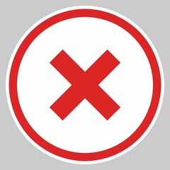 Wrong marks, Cross marks, Rejected, Disapproved, No, False, Not Ok, Wrong Choices, Task Completion, Voting. - vector mark symbols in red. Isolated icon.