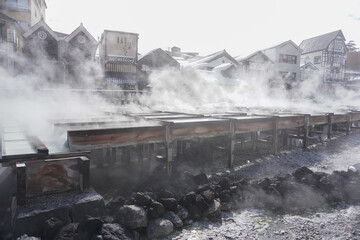 Fototapeta premium Yubatake Kusatsu Onsen spring in Gunma, Japan