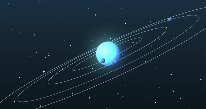 Generic solar system. Planets orbiting a blue star. Cartoon style background. 4k loop animation