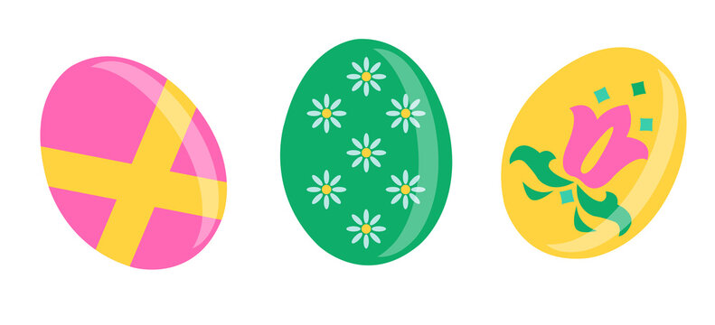 Vector Set of Easter eggs colorful images	