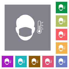 Covid-19 fever measurement square flat icons